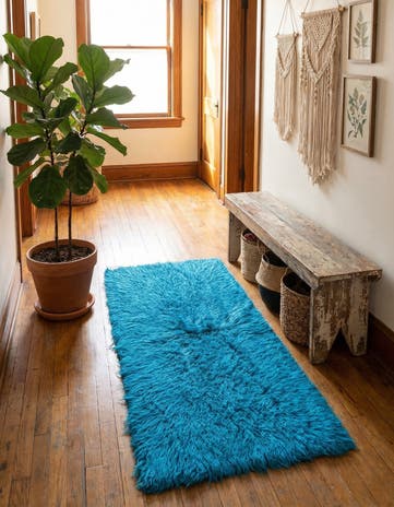 2' 2 x 4' 4 Hand Knotted Moroccan Wool Runner Rug