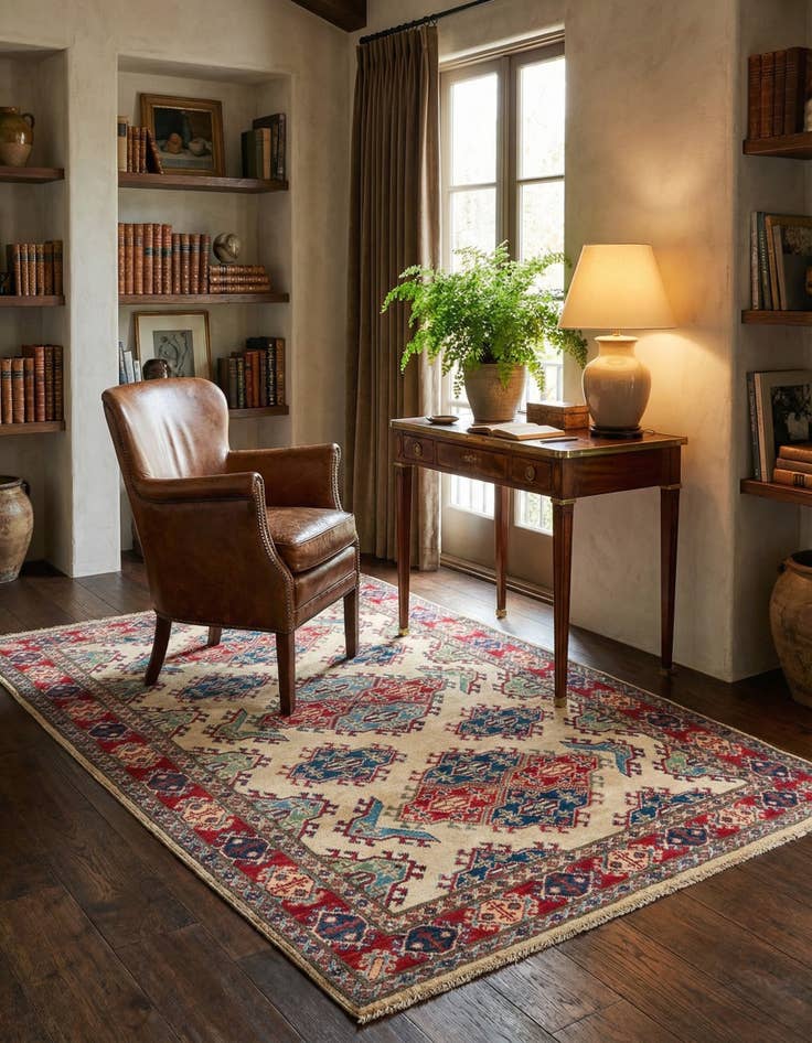 Detail image of 4' 1 x 6' Hand Knotted Kazak Rug