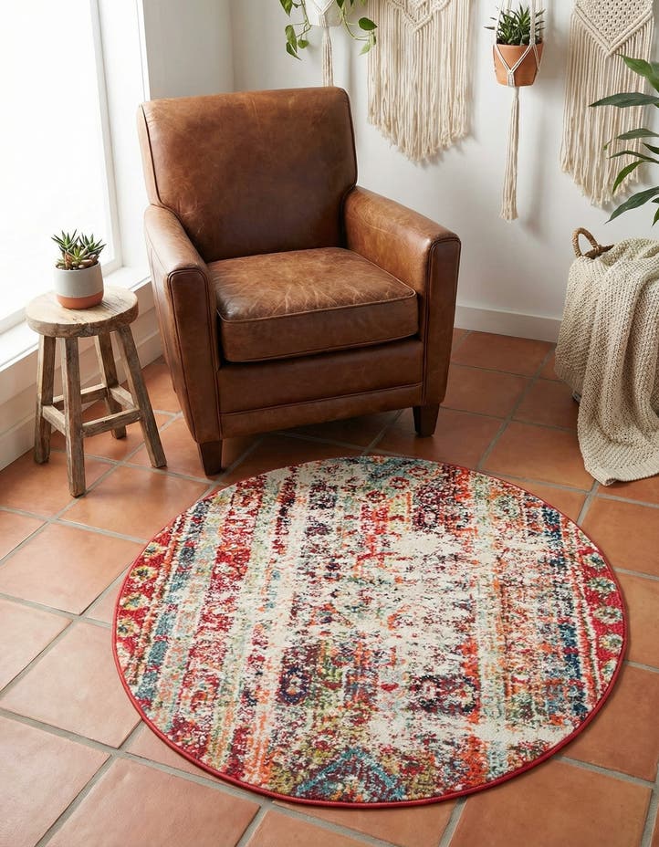 3' 3 x 3' 3 Washable Mesa Round Rug