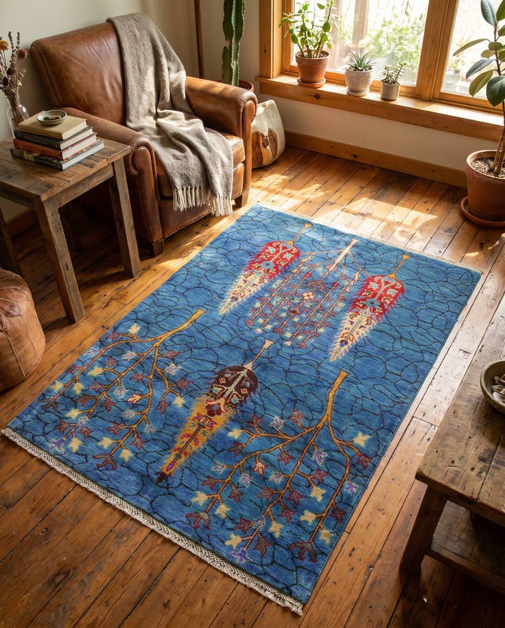 Detailansicht von 100cm x 145cm Handgeknüpft Kazak Teppich