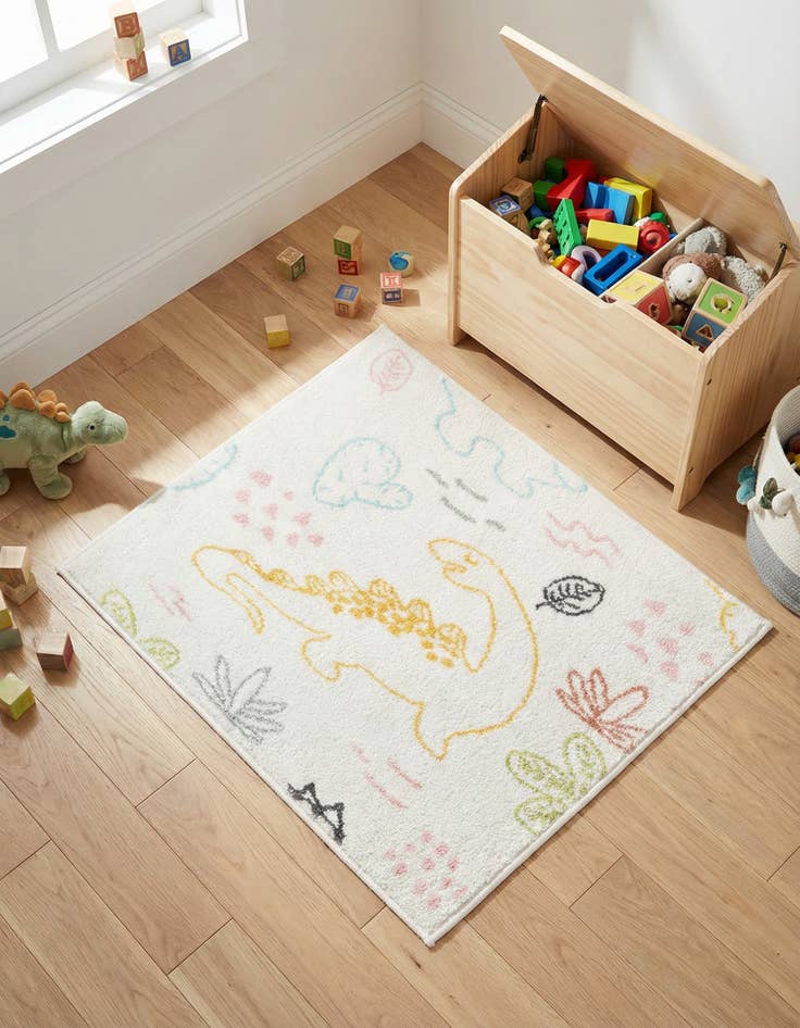 Detail image of 2' 2 x 2' 11 Dinosaur Whimsy Kids Rug
