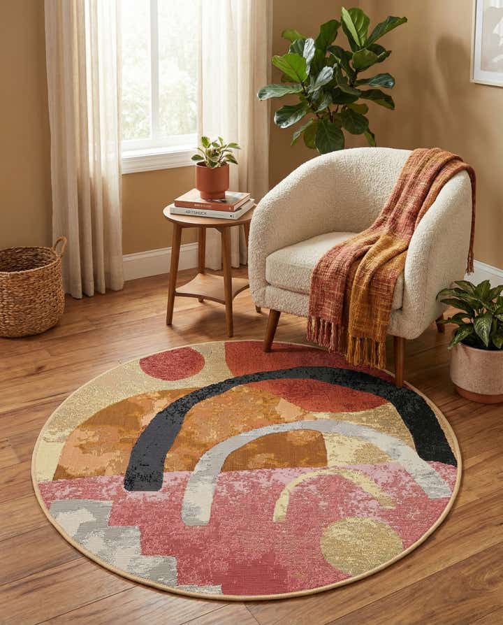 3' x 3' Easy-Clean Modern Indoor / Outdoor Round Rug
