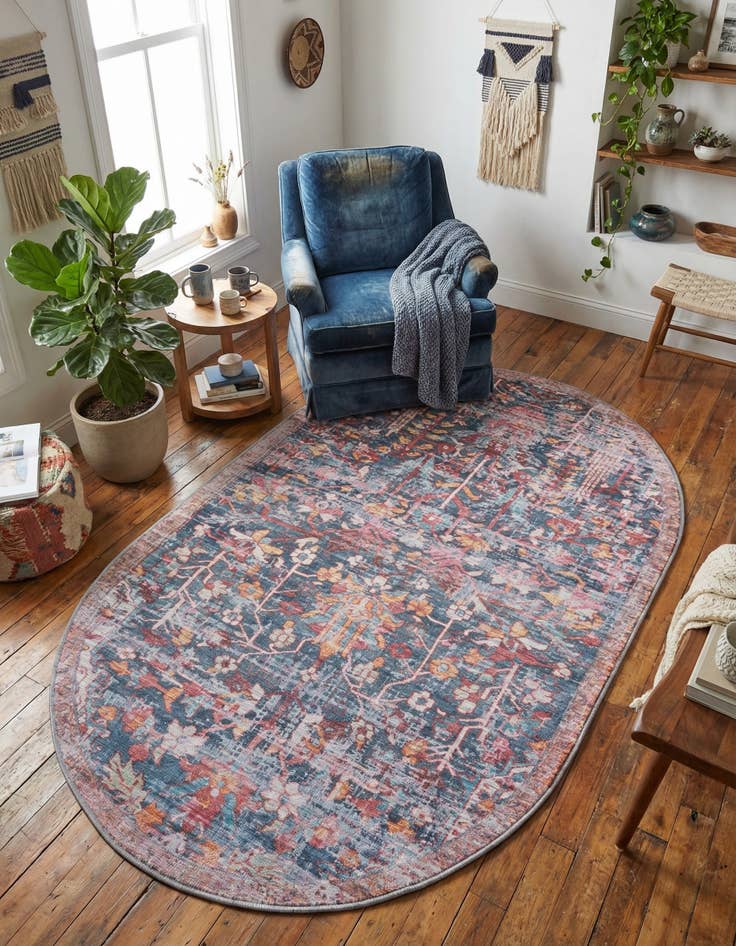 Detail image of 5' 3 x 8' Washable Maahru Oval Rug