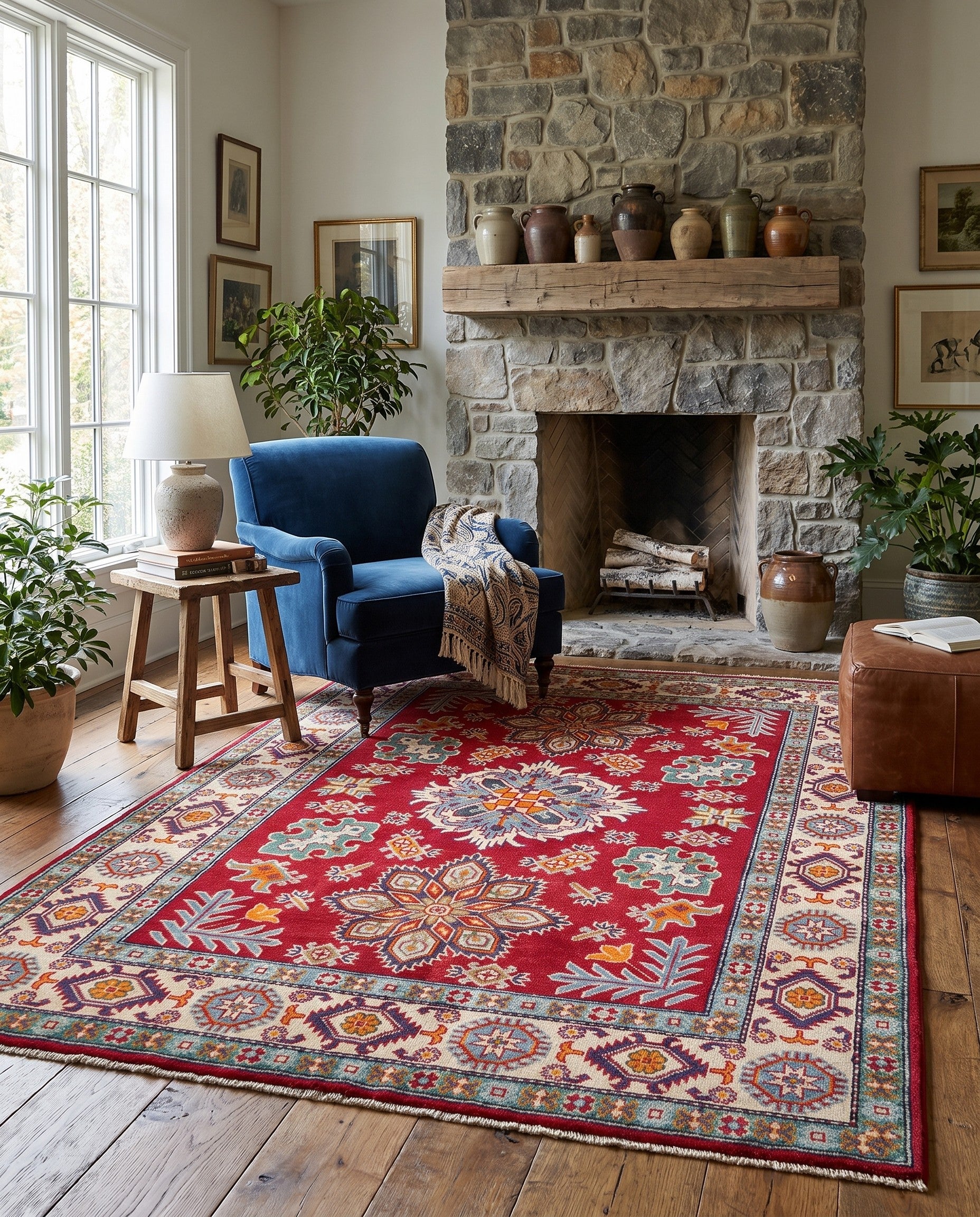 150cm x 195cm Hand Knotted Kazak Rug