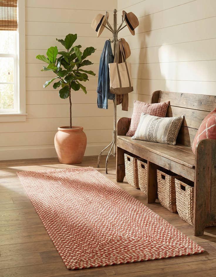 Detail image of 2' x 6' 1  Hand Tweed Braided Jute Runner Rug