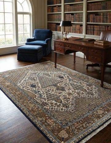 4' 8 x 6' 11 Hand Knotted Qom Persian Rug