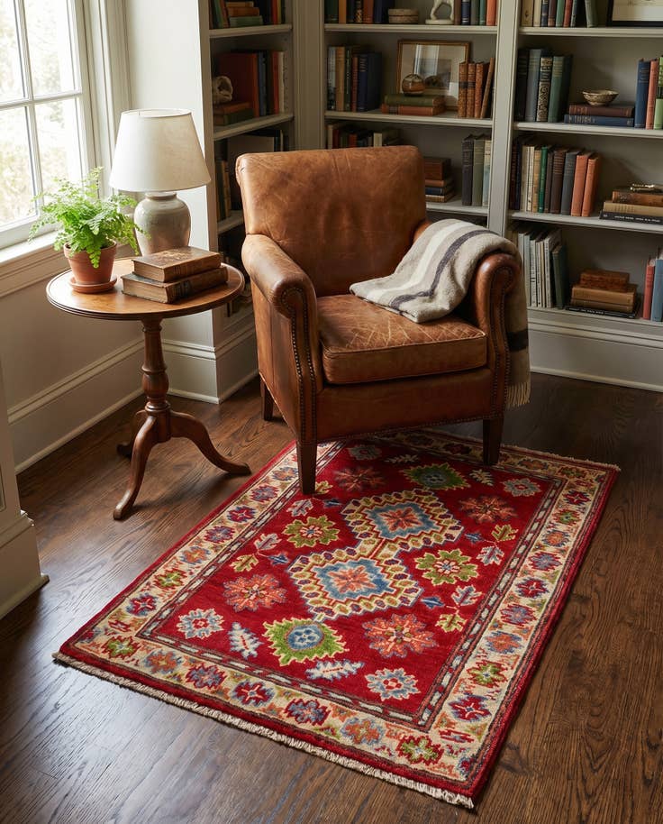 Detail image of 2' 1 x 2' 11 Hand Knotted Kazak Rug