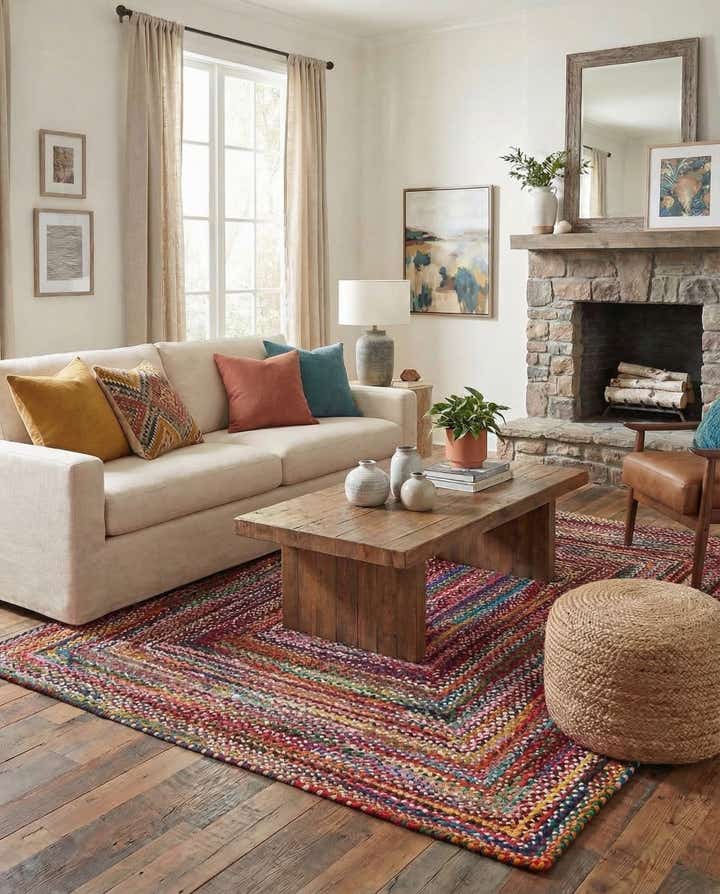 8' x 10' Handmade Braided Chindi Rug