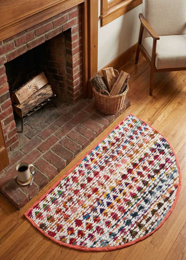 2' 2 x 3' 7 Hand Woven Braided Chindi Hearth Rug