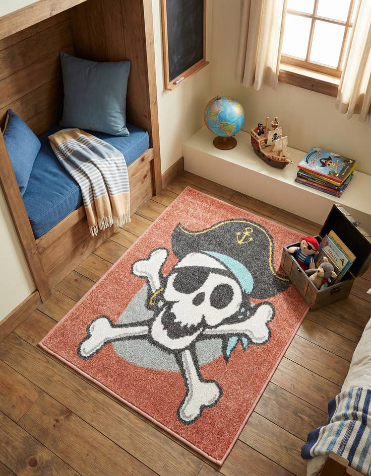 Detail image of 2' 2 x 2' 11 Pirate Whimsy Kids Rug
