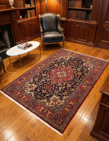 4' 8 x 6' 9 Hand Knotted Qom Persian Rug