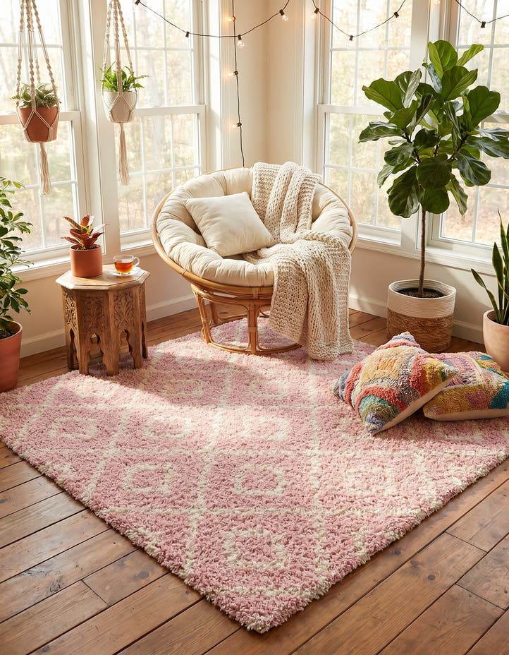 6' x 6' Lattice Shag Square Rug