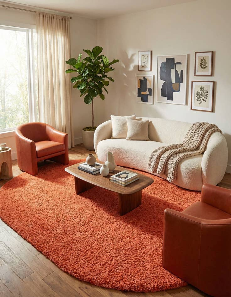 Detail image of 7' 10 x 10' Solid Shag Oval Rug