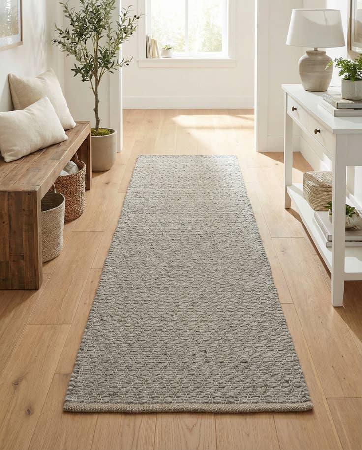 Detail image of 2' x 6' 1 Hand Woven Lattice Wool Runner Rug
