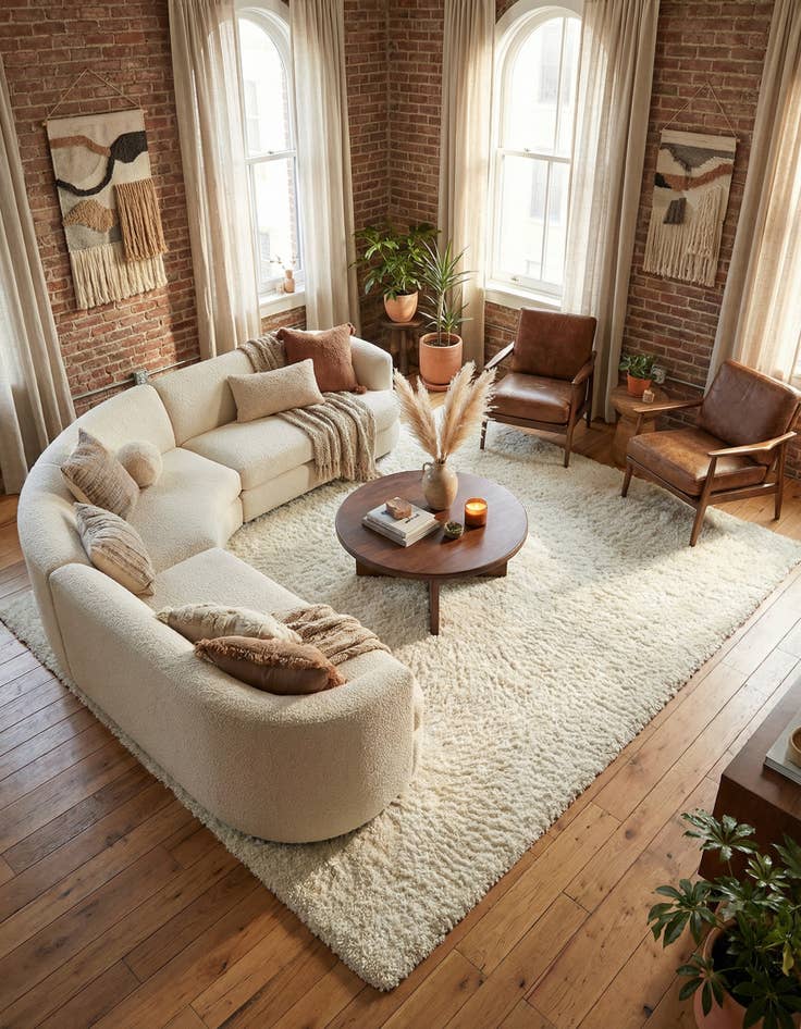 Detail image of  10' x 10' Soft Solid Shag Square Rug