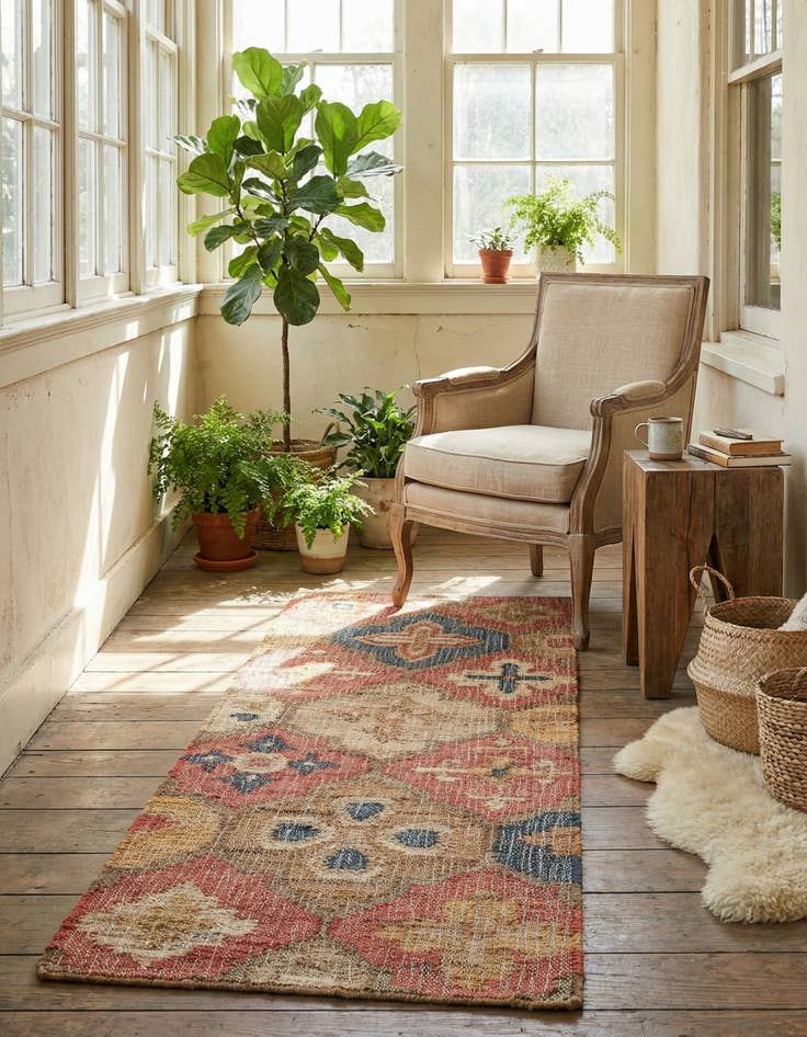 Detail image of  2' x 6' 1  Hand Woven Kala Handwoven Jute Runner Rug