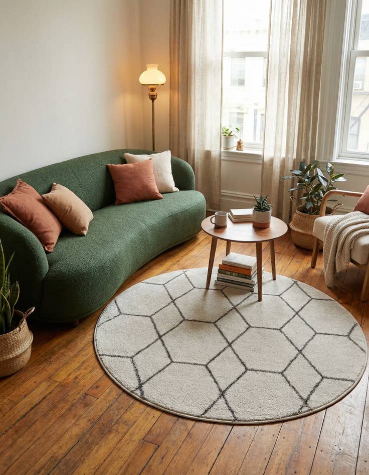 Detail image of  4' x 4' Lattice Frieze Round Rug