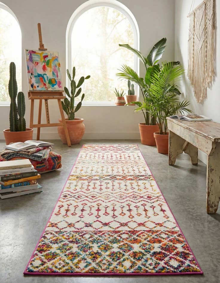 Detail image of  2' x 7' Moroccan Trellis Runner Rug