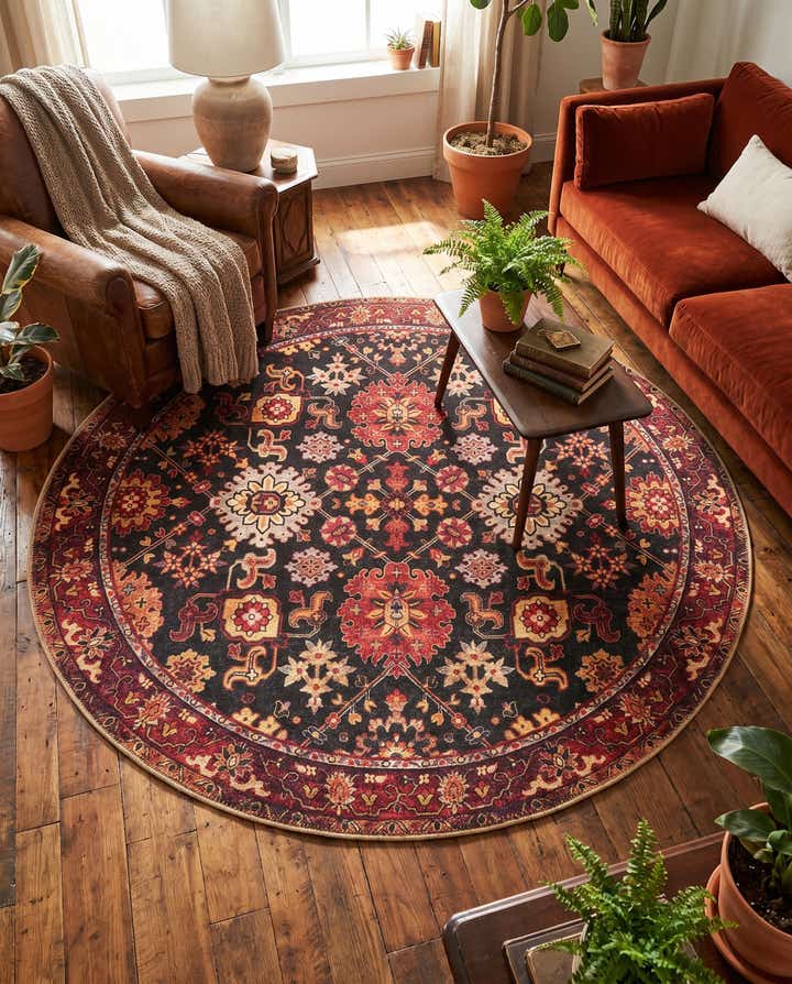 5' 1 x 5' 1 Washable Timeless Round Rug