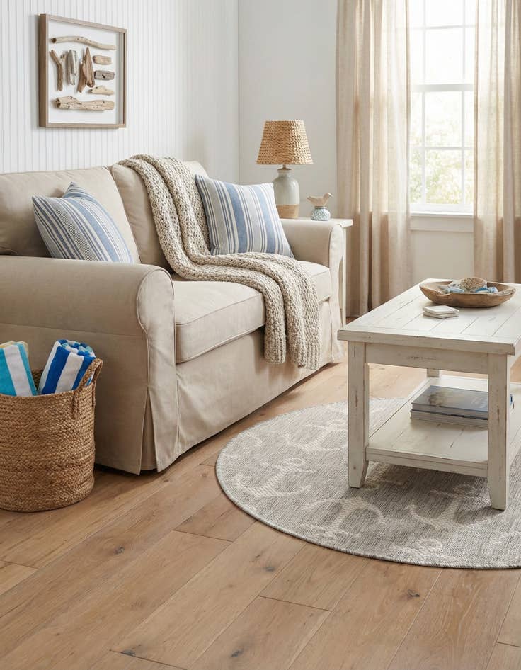 Detail image of 3' x 3' Washable Coastal Indoor / Outdoor Round Rug