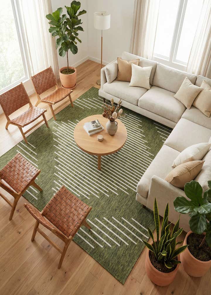 10' 8 x 10' 8 Easy-Clean Modern Indoor / Outdoor Square Rug