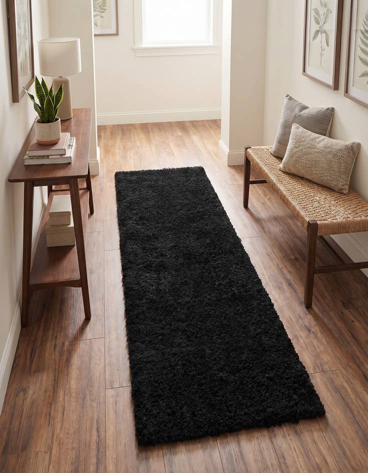 Detail image of 2' x 6' Solid Shag Runner Rug