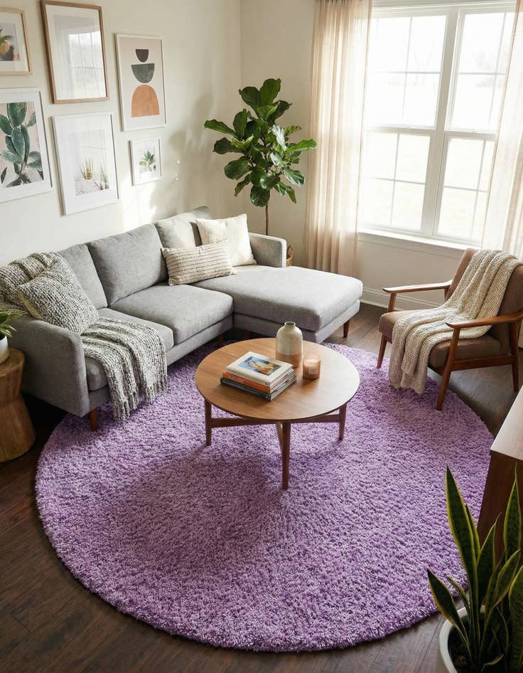 Detail image of 7' 10 x 7' 10 Solid Shag Round Rug