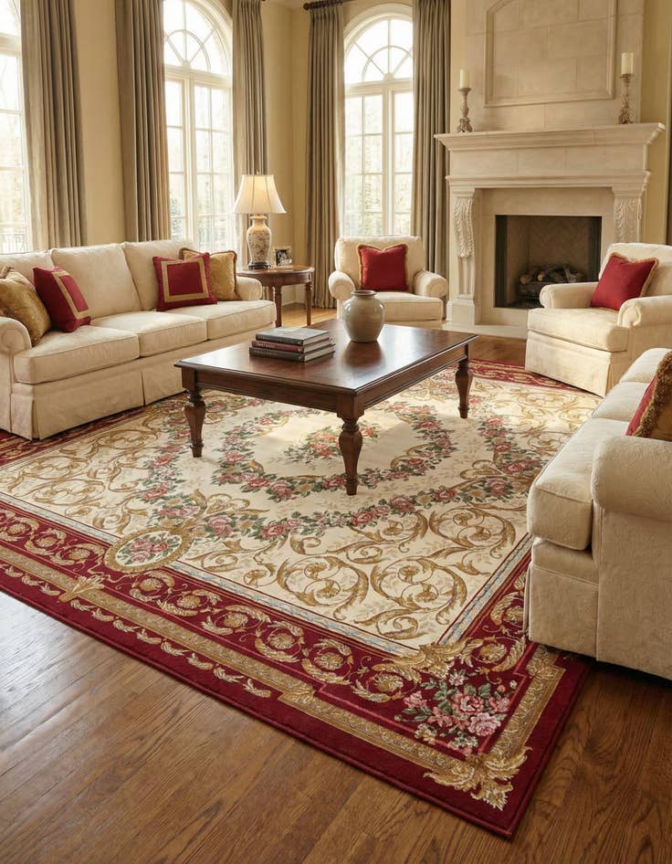 Detail image of 10' x 10' Easy-Clean Traditional Indoor / Outdoor Square Rug