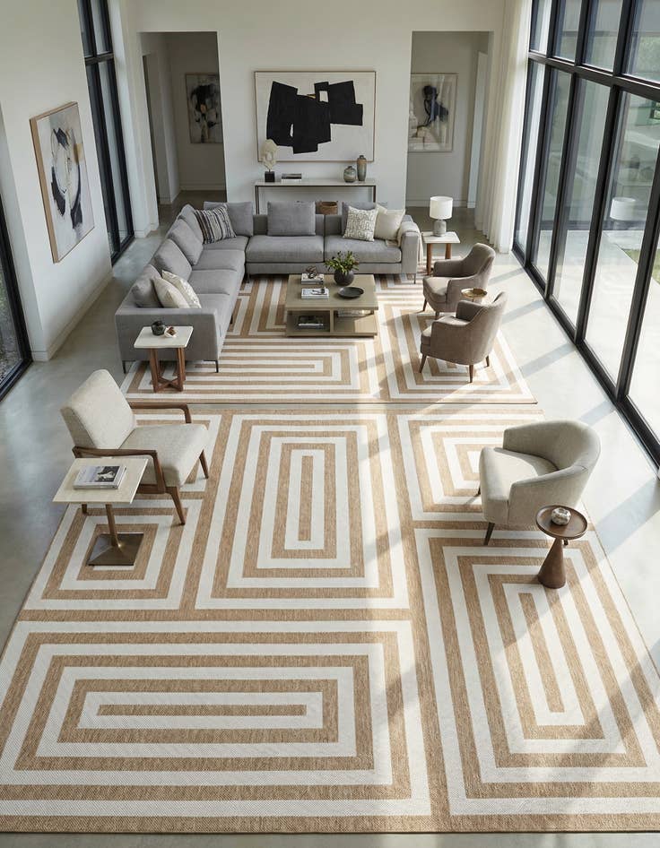 Detail image of 13' x 13' Easy-Clean Modern Indoor / Outdoor Square Rug