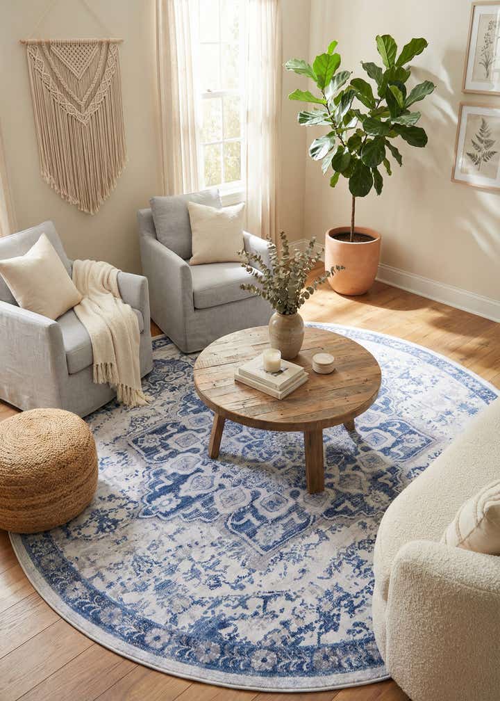 7' 10 x 7' 10 Washable Francesca Round Rug