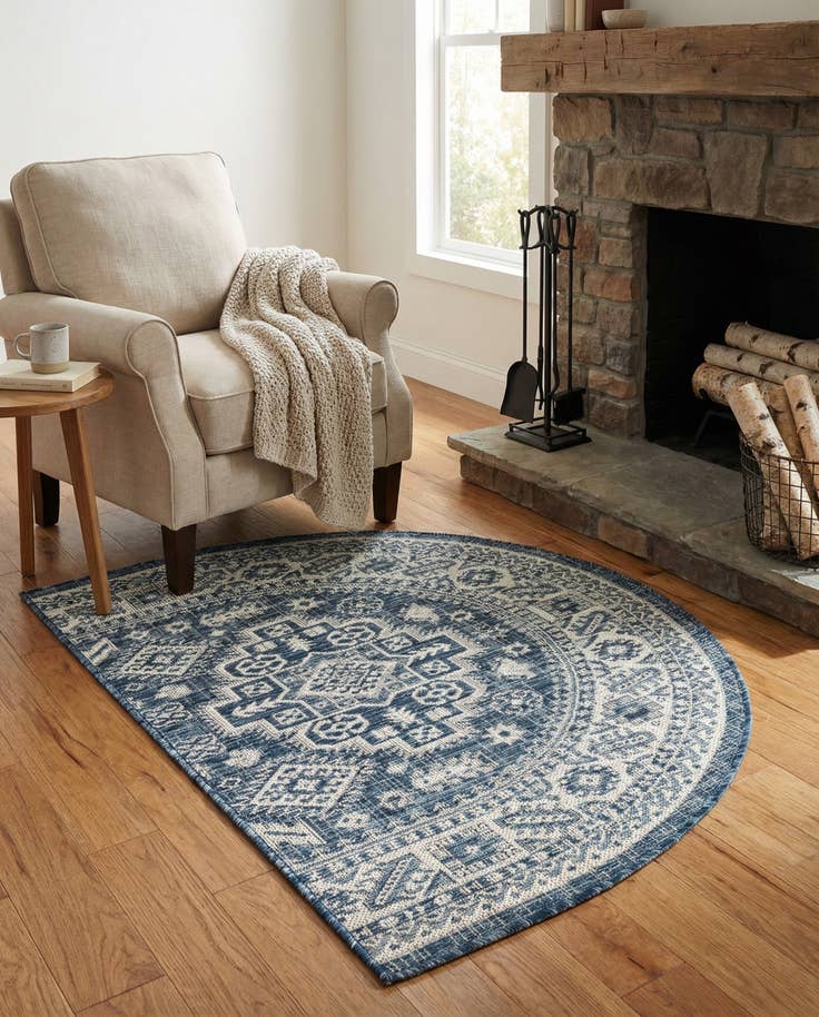 Detail image of 2' 7 x 4' Easy-Clean Aztec Indoor / Outdoor Hearth Rug