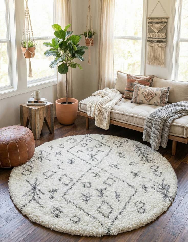 Detail image of 5' 3 x 5' 3 Marrakesh Shag Round Rug