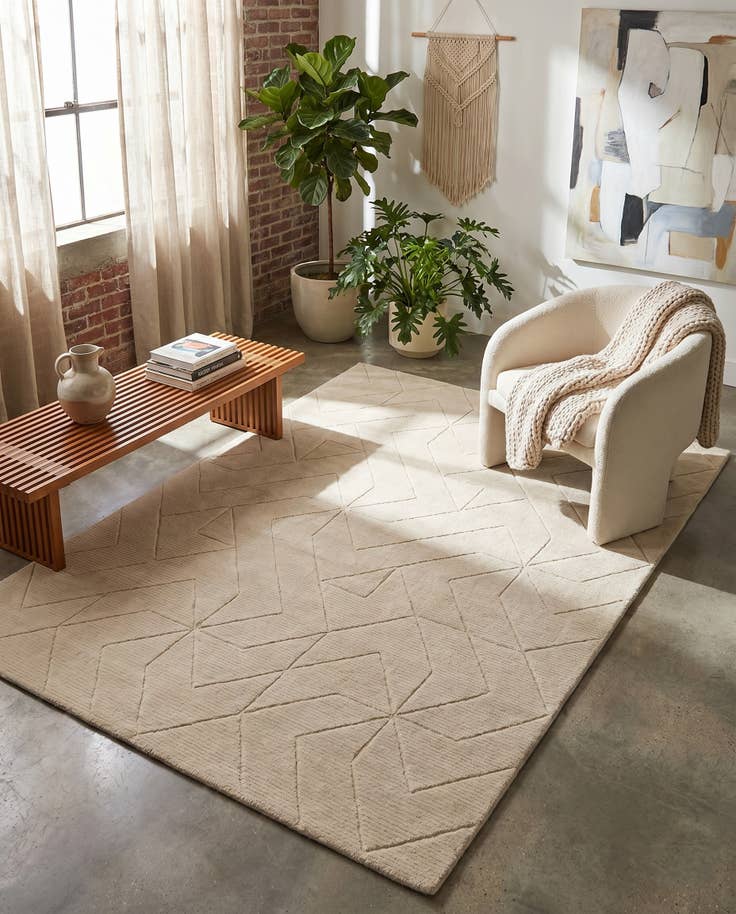Detail image of 5' 1 x 7' 1 WoolCraft Geometric Rug