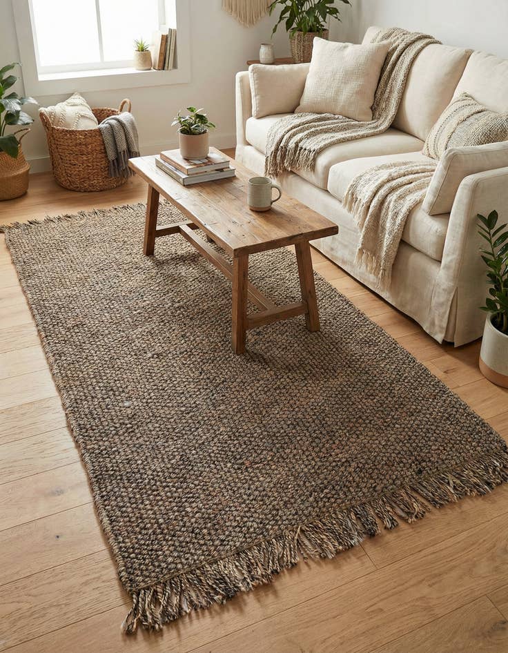 Detail image of 4' 1 x 6' 1  Hand Woven Chunky Jute Rug