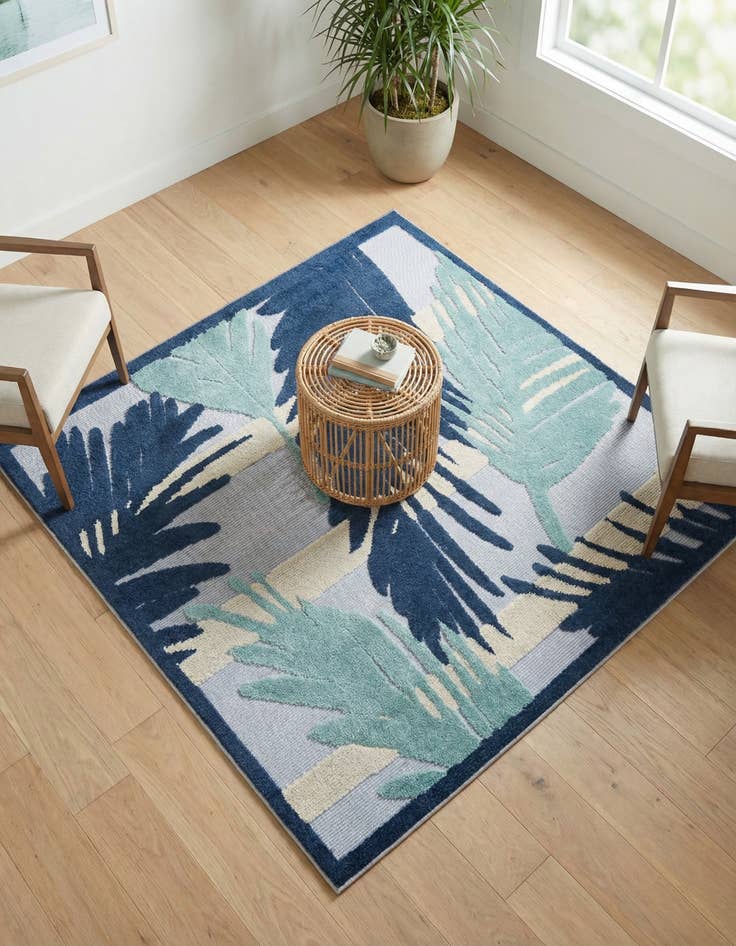 Detail image of 5' 3 x 5' 3  Washable Aruba Indoor / Outdoor Square Rug