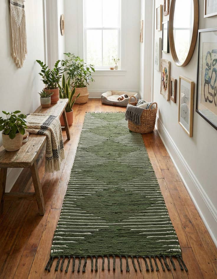 Detail image of 2' 8 x 9' Hand Woven Chindi Cotton Runner Rug