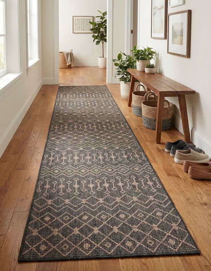 Detail image of 2' 7 x 12'  Washable Trellis Indoor / Outdoor Runner Rug