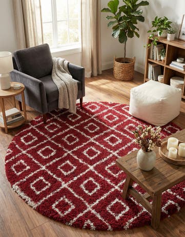 7' 10 x 7' 10 Lattice Shag Round Rug