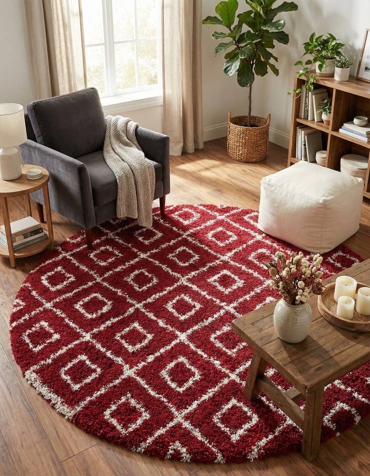 Detail image of 7' 10 x 7' 10 Trellis Shag Round Rug