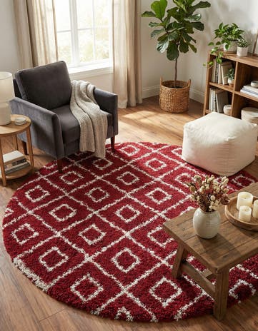 7' 10 x 7' 10 Lattice Shag Round Rug