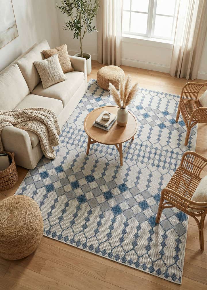 9' x 12' Easy-Clean Lattice Indoor / Outdoor Rug