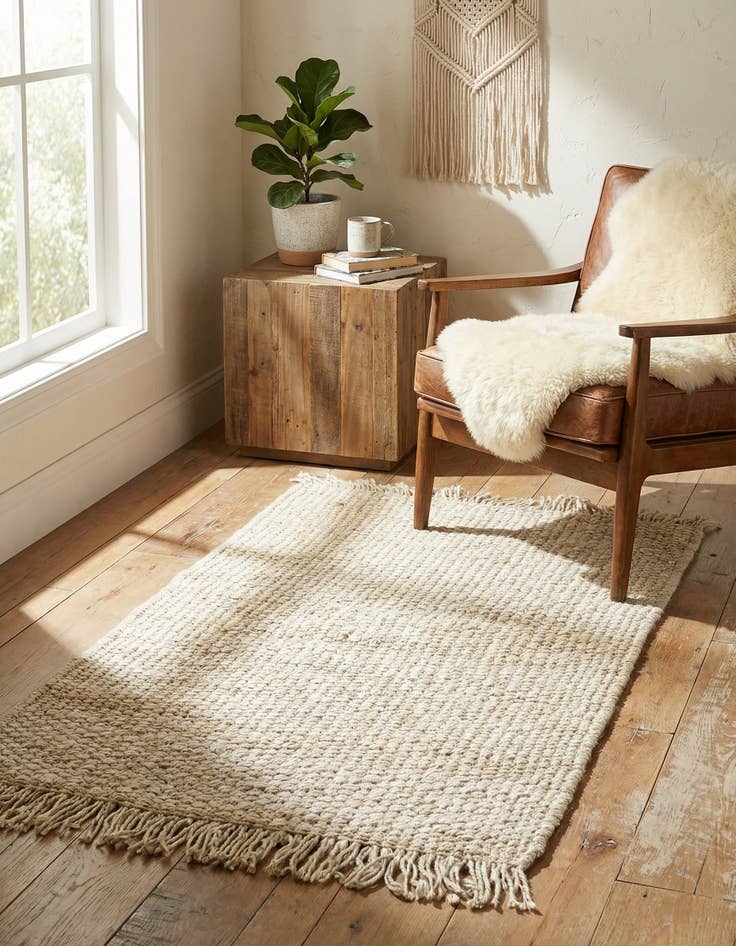 Detail image of 3' 1 x 5' 1  Hand Woven Chunky Jute Rug