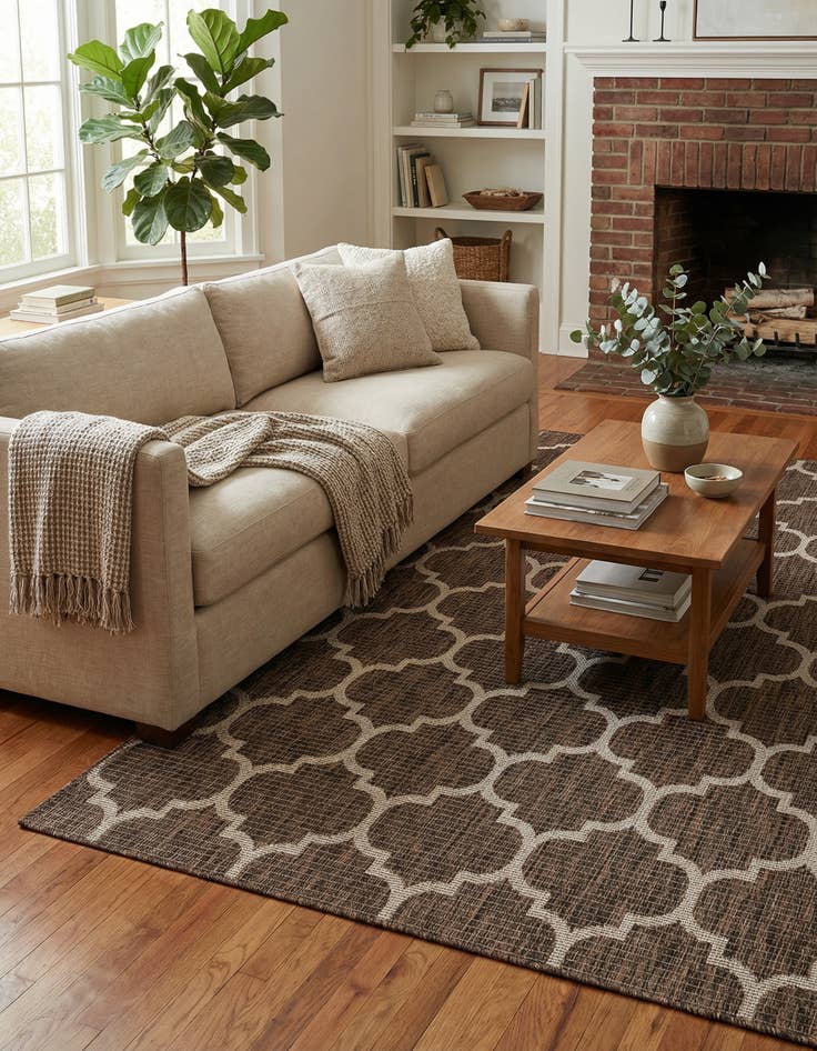 Detail image of 5' 3 x 8' Washable Lattice Indoor / Outdoor Rug