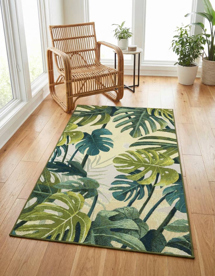 Detail image of 3' 3 x 5' 3 Washable Botanical Indoor / Outdoor Rug