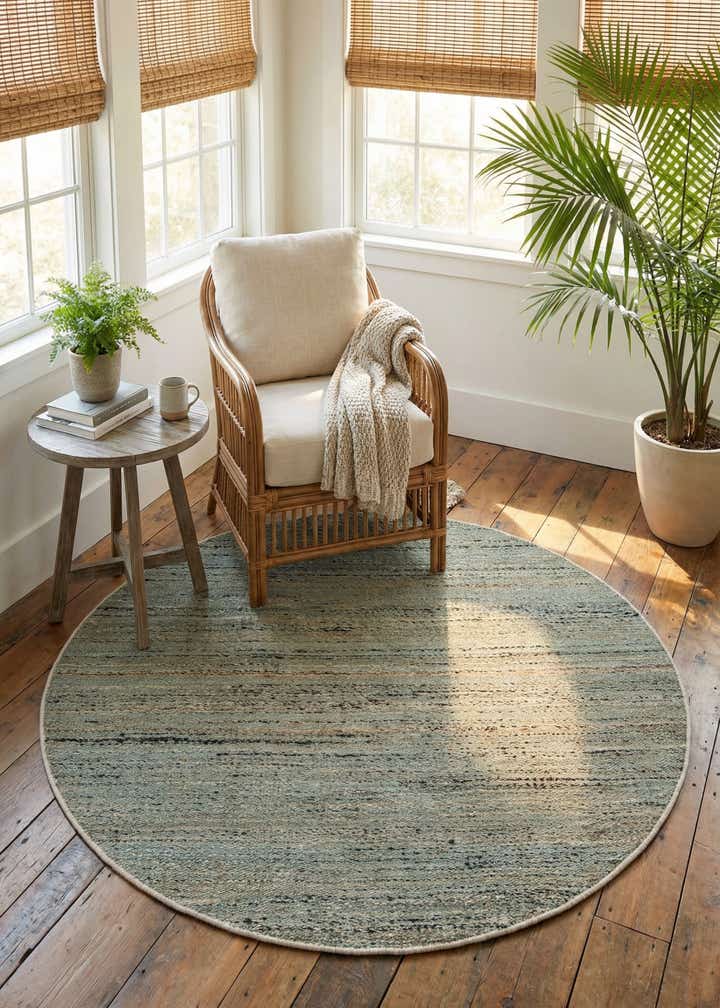 5' 3 x 5' 3 Hand Woven Palm Beach Jute Round Rug