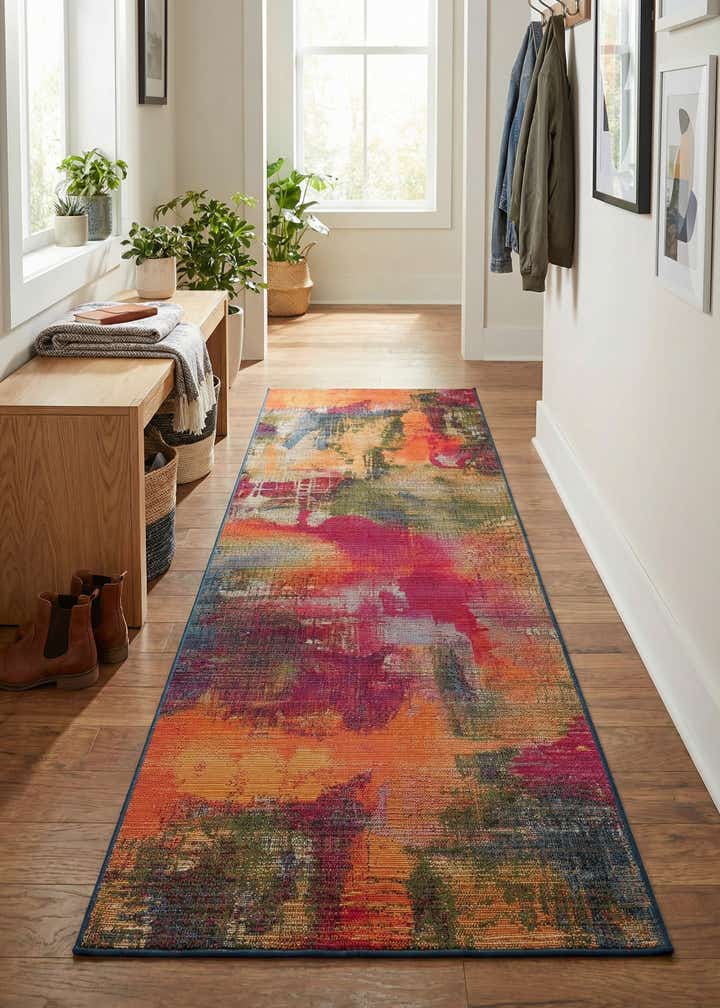2' 7 x 7' Easy-Clean Modern Indoor / Outdoor Runner Rug
