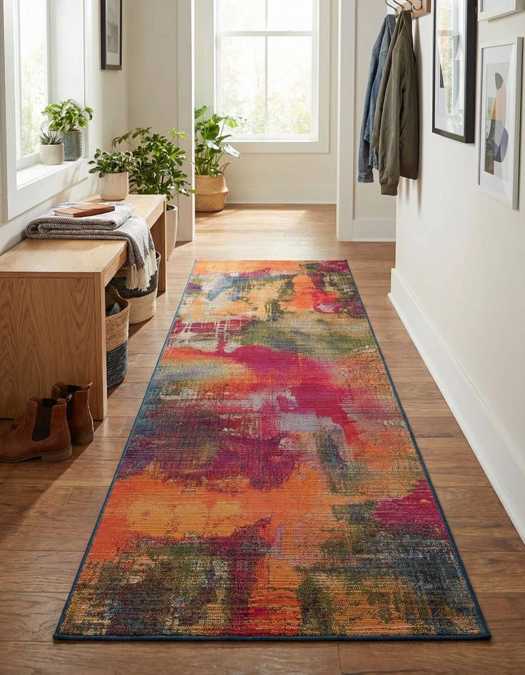 Detail image of 2' 7 x 7' Washable Modern Indoor / Outdoor Runner Rug