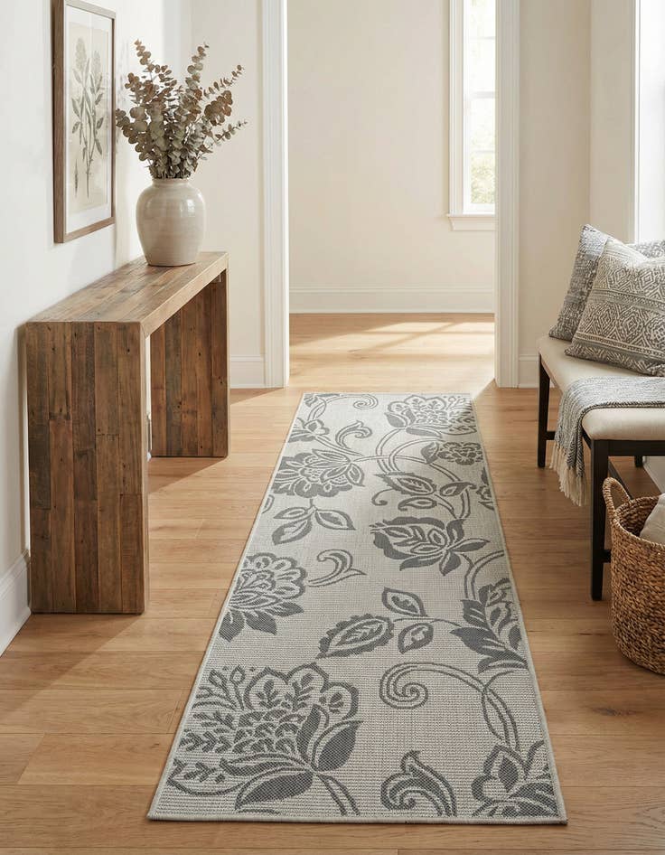 Detail image of 2' 2 x 6' Easy-Clean Botanical Indoor / Outdoor Runner Rug