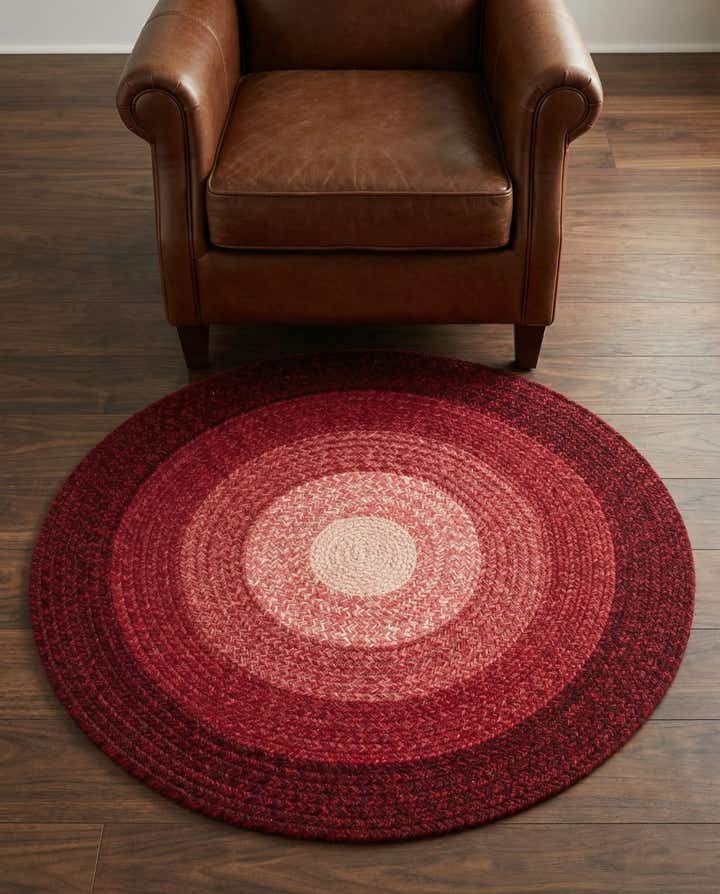 3' 1 x 3' 1 Handmade Hand Braided Wool Round Rug