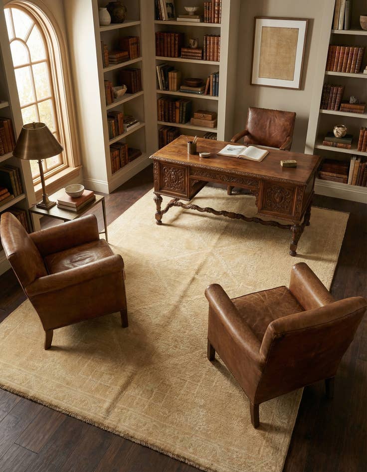 Detail image of 5' 5 x 7' 5 Hand Knotted Oushak Wool Rug